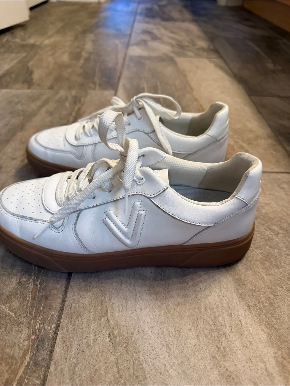 Vionic White Leather Sneakers with Gum Sole